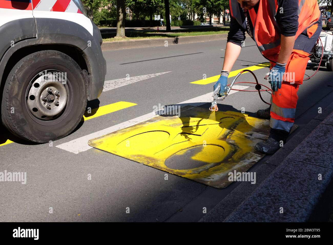 création of cycle path Stock Photo
