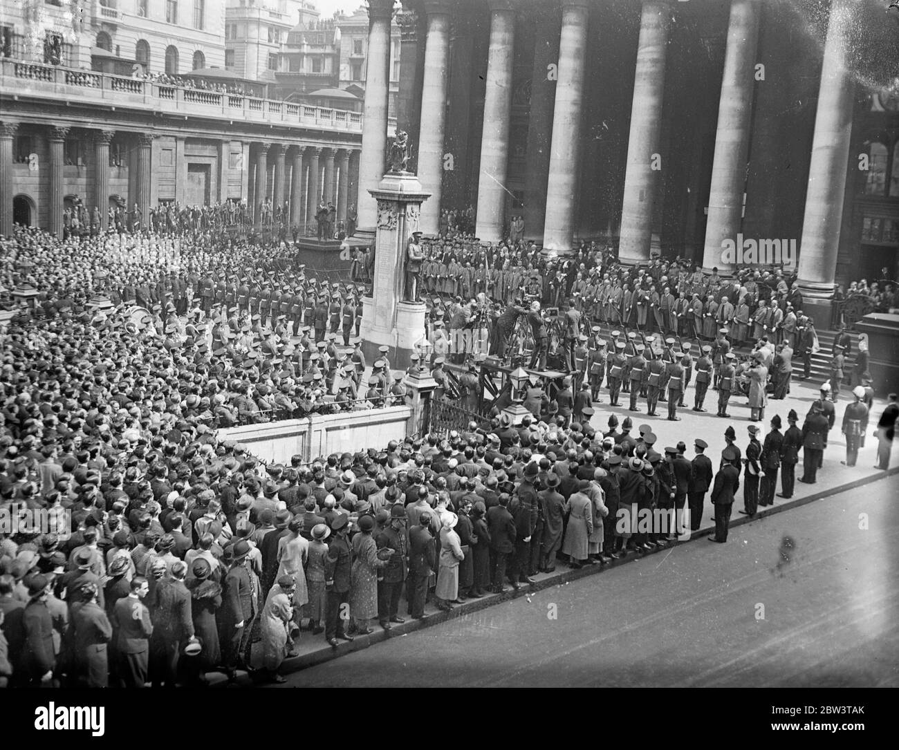 Coronation Proclamation Read At Temple Bar With ancient ceremony , the Coronation Proclamation announcing that the coronation of the King will take place on May 12 next year was read by his Majesty ' s Officer of Arms at St . James ' s Palace , Charing Cross , Temple Bar and the Royal Exchange . Photo Shows : Leading the cheers after the reading of the proclamation at the Royal Exchange . 29 May 1936 Stock Photo