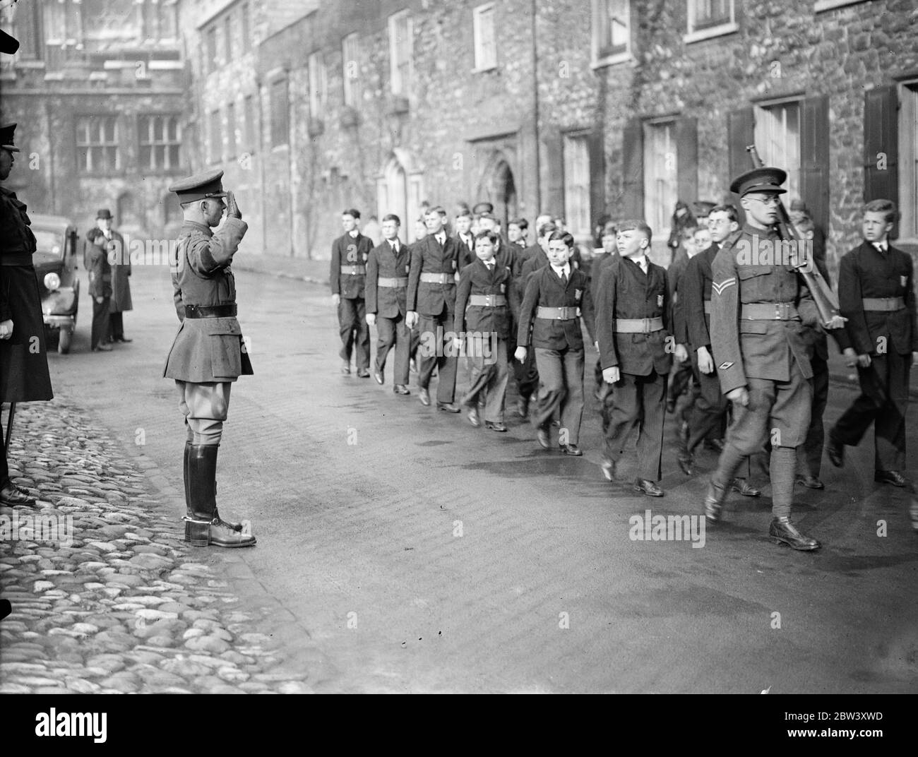 Viscount Bridgeman inspects Westmninster school GTC in storm . In