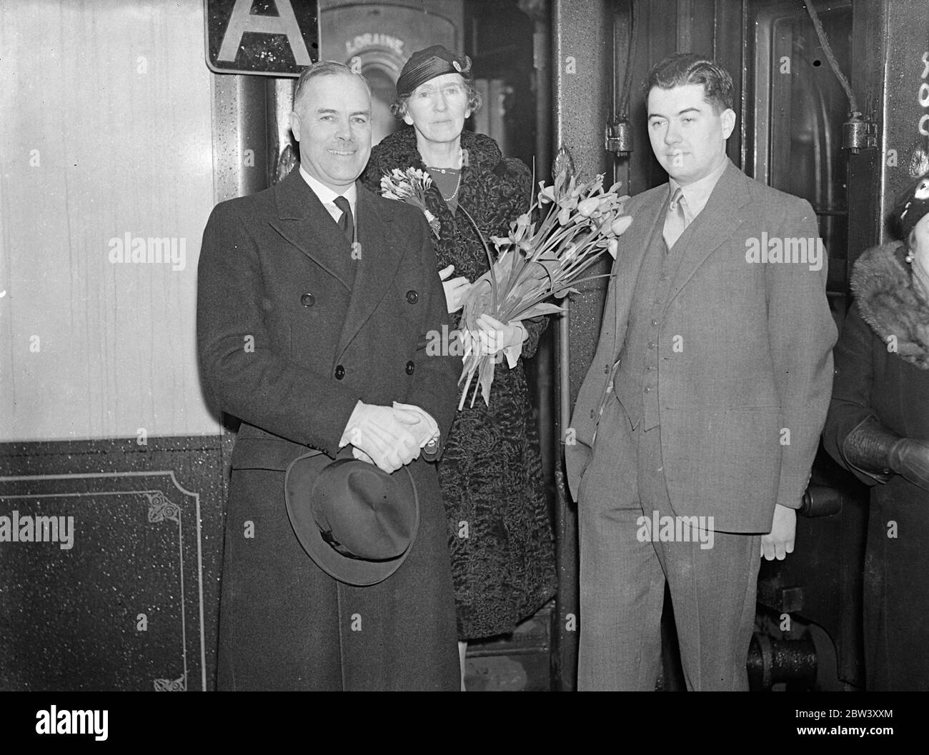 Lord and Lady Marley and son off to America . Lord and Lady Marley and their son , the Hon Pelham Aman , left Waterloo Station on the Normandie boat train for America . Lord and Lady Marley are going to Washington to discuss the Eastern refugee problem . Mr Amen is going to take up a technical appointment in Hollywood . Photo shows , Lord and Lady Marley with their son , the Hon Pelham Amen ( on right ) on departure from Waterloo . 11 March 1937 Stock Photo