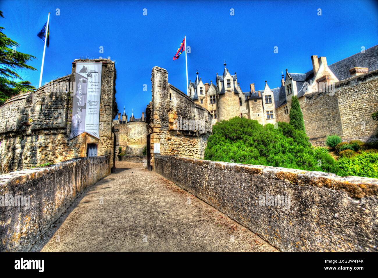 Town of Montreuil-Bellay, France. Artistic view of the historic Chateau Montreuil-Bellay. Stock Photo