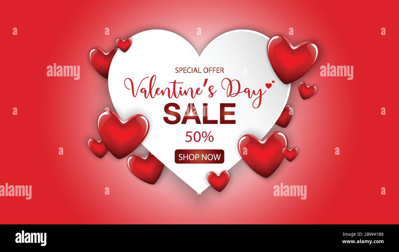 Valentines's Day banner sale special offers with red heart, background use  for wallpaper, invitation, posters, banners, headers, website, greeting car  Stock Vector Image & Art - Alamy
