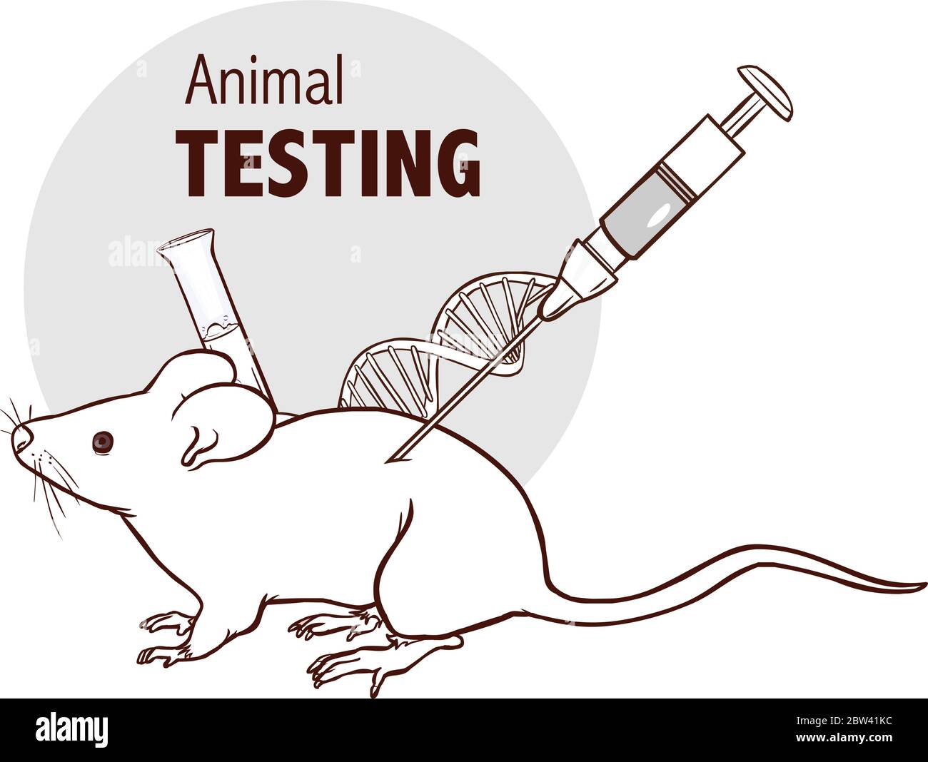 Vector image mouse in lab experiments Stock Vector