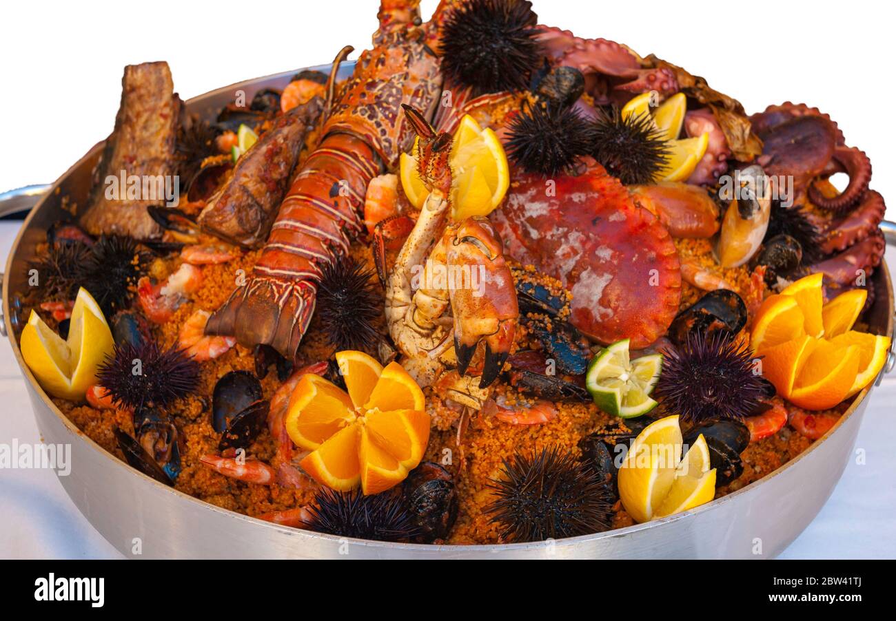 Seafood. Prepared shellfish mediterranean on white background Stock Photo