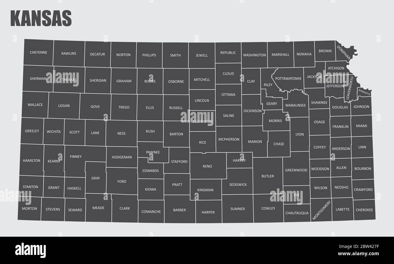 Kansas County Map Stock Vector Image & Art Alamy