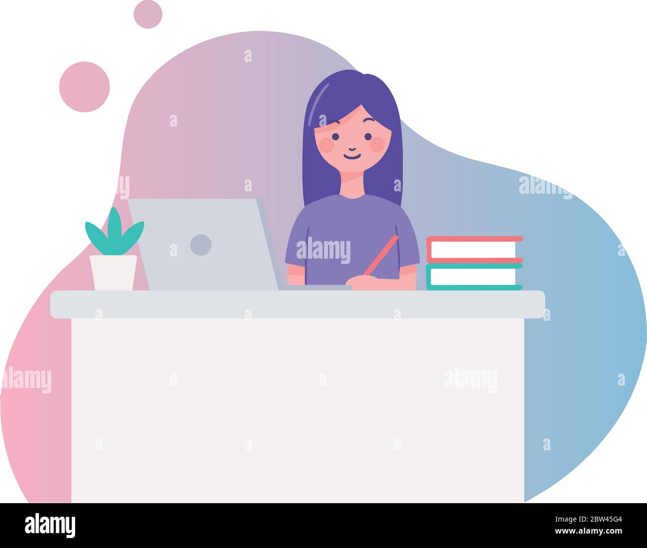 Girl Stay Safe Online Class Online Education Stock Vector