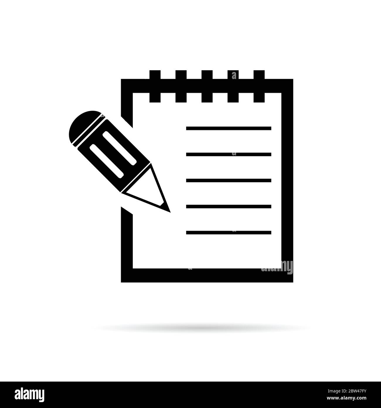paper with pencil art black color illustration on white Stock Vector ...