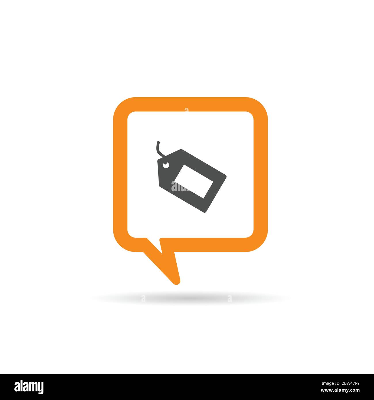 square orange speech bubble with tag icon Stock Vector
