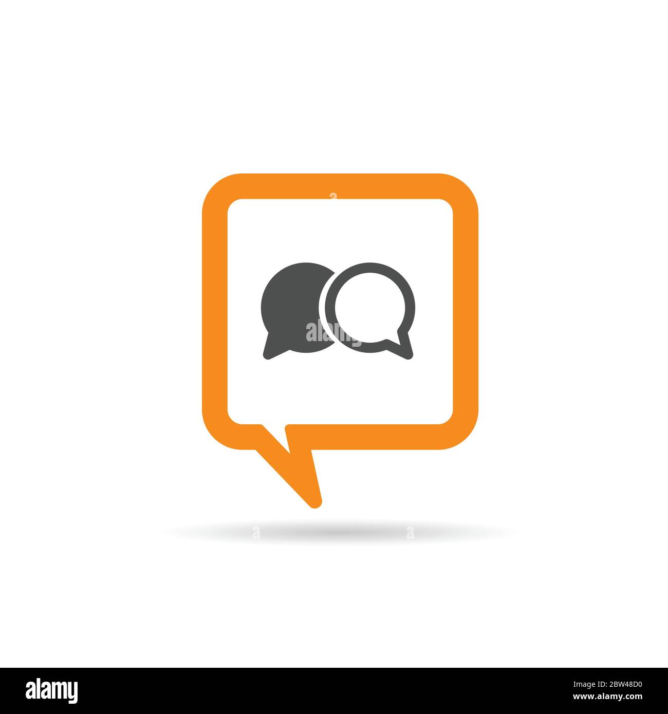 square orange speech bubble cartoon comic two icon illustration Stock Vector