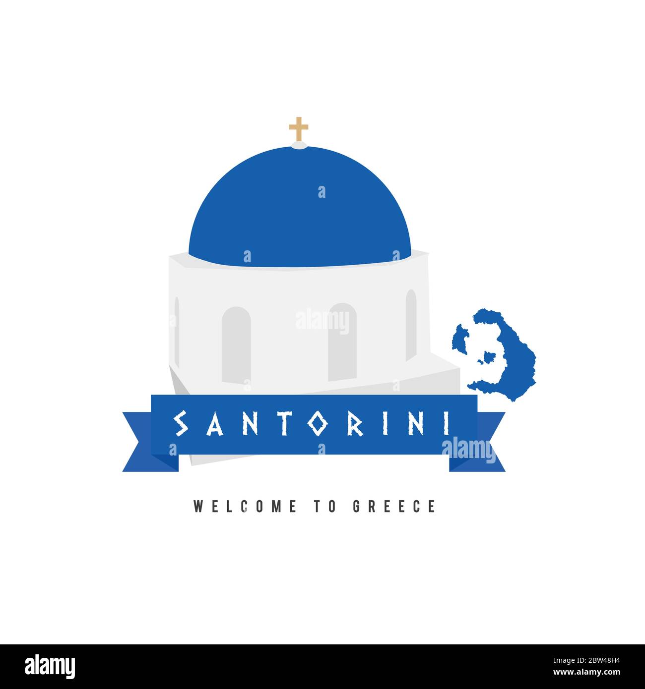 santorini island greece symbol in blue and white illustration Stock Vector