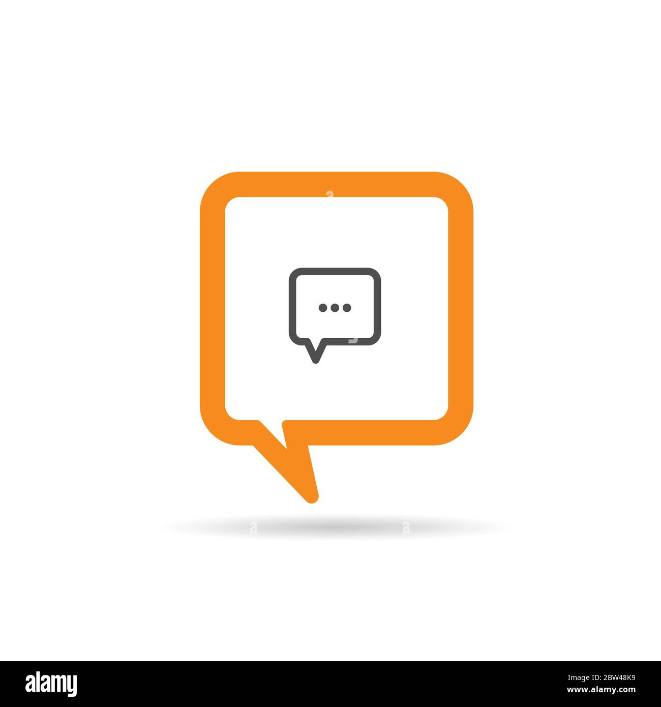 square orange speech bubble icon illustration on white Stock Vector