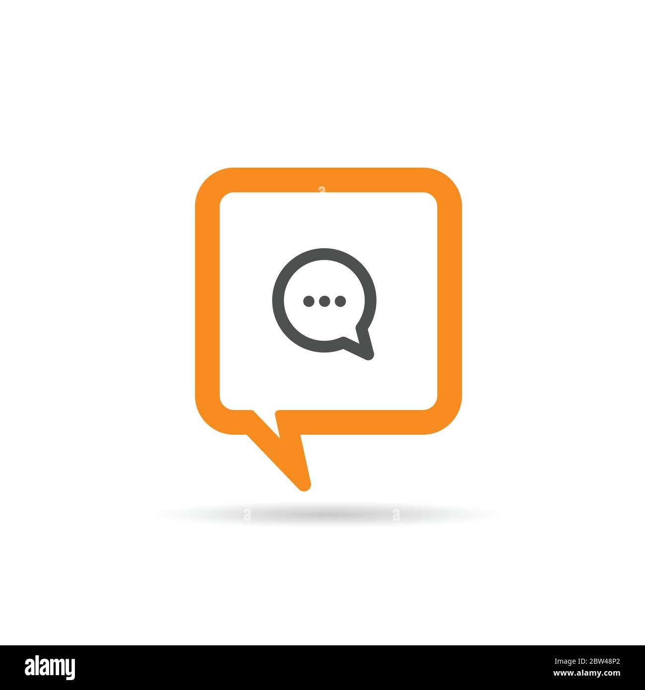 square orange speech bubble cartoon comic icon illustration Stock Vector