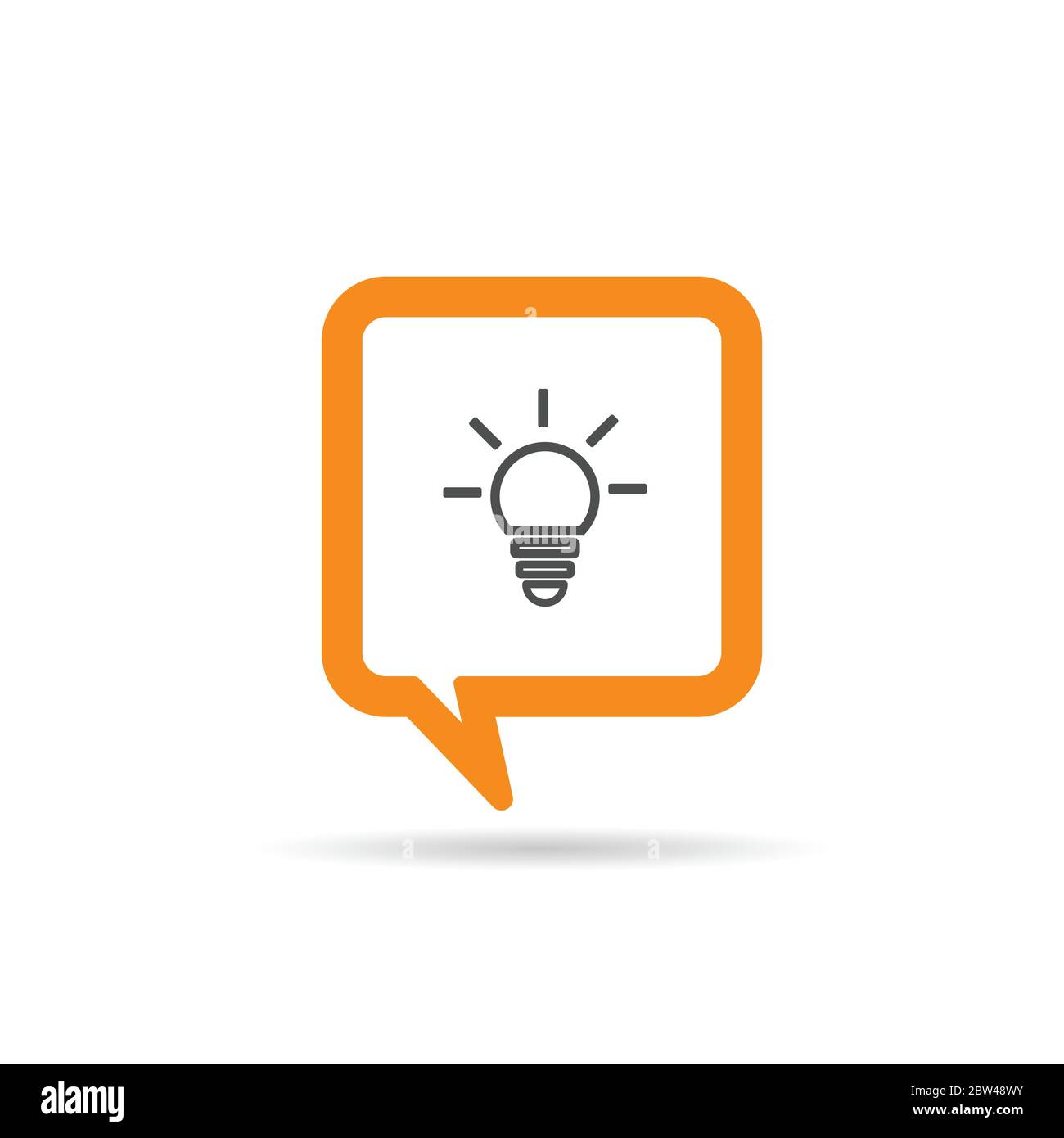 square orange speech bubble with bilb icon Stock Vector