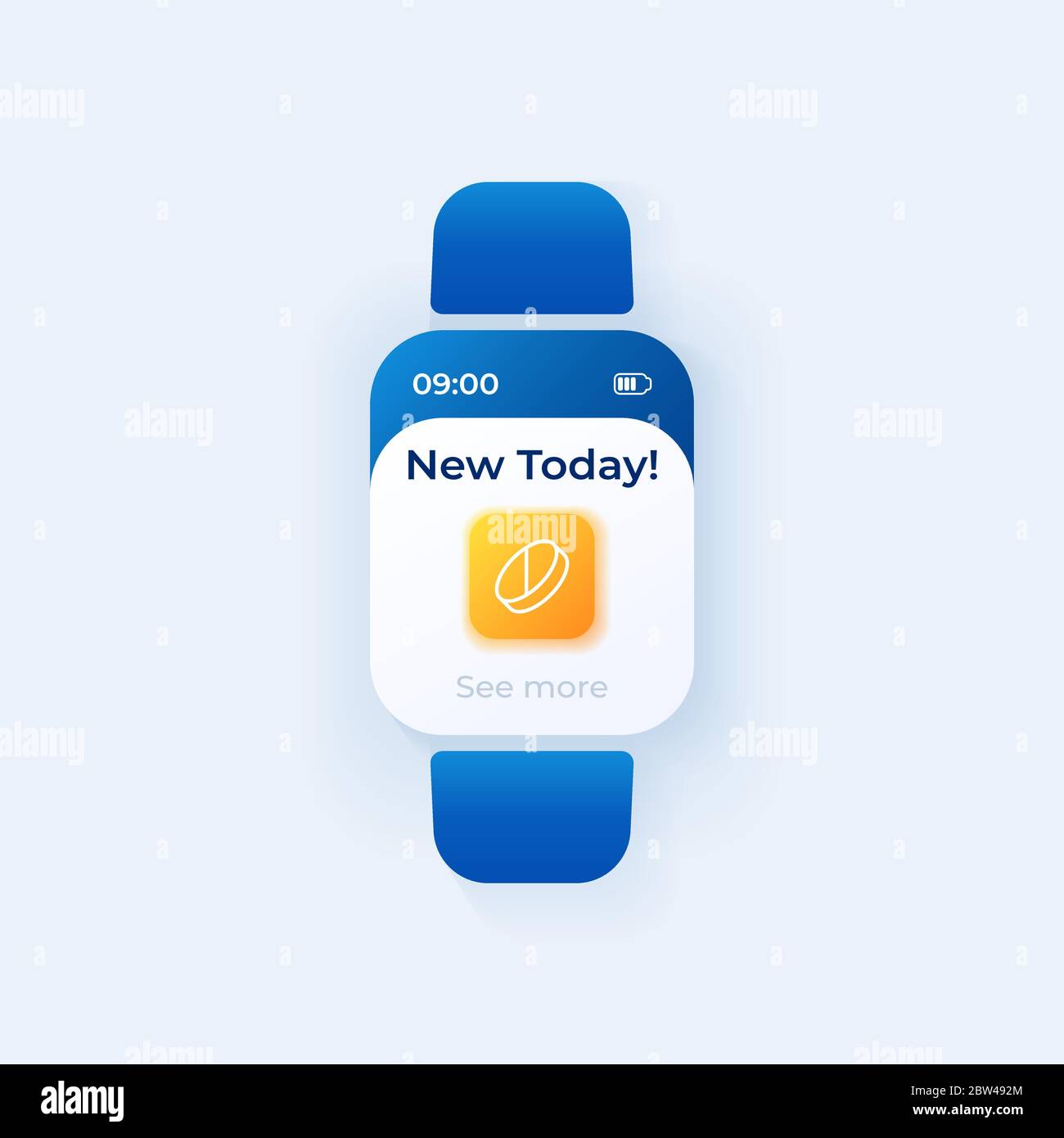 Pill reminder smartwatch interface vector template Stock Vector Image