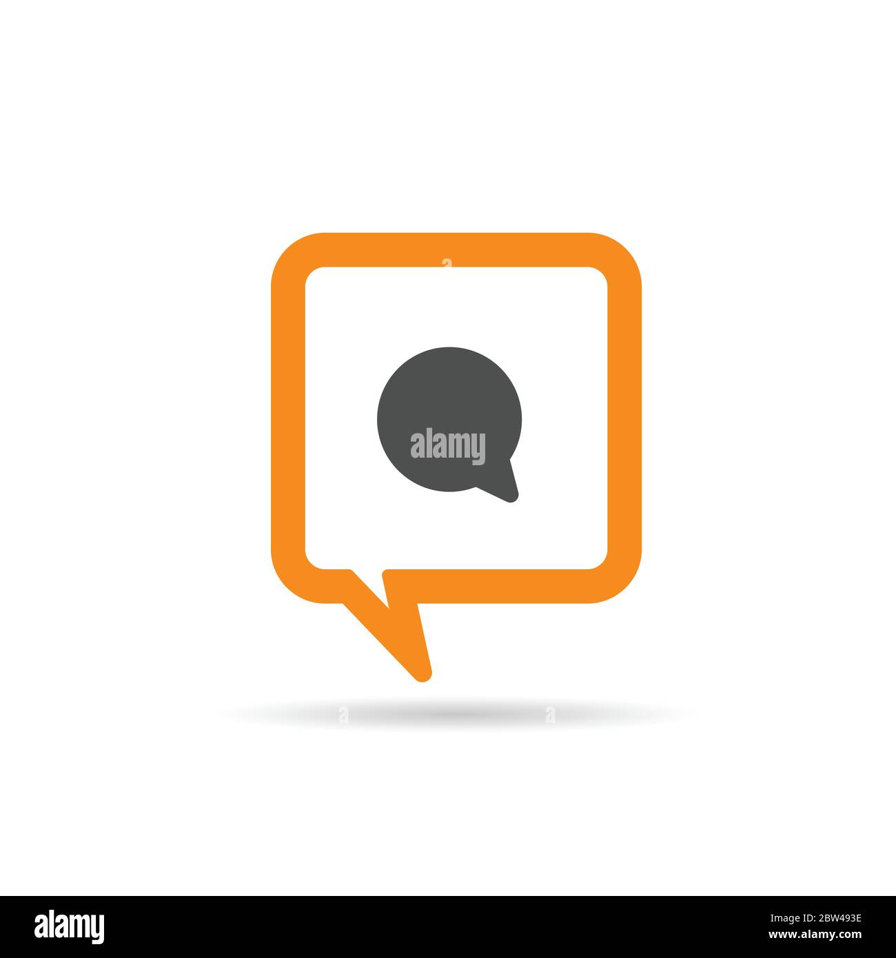 square orange speech bubble cartoon comic one icon illustration Stock Vector