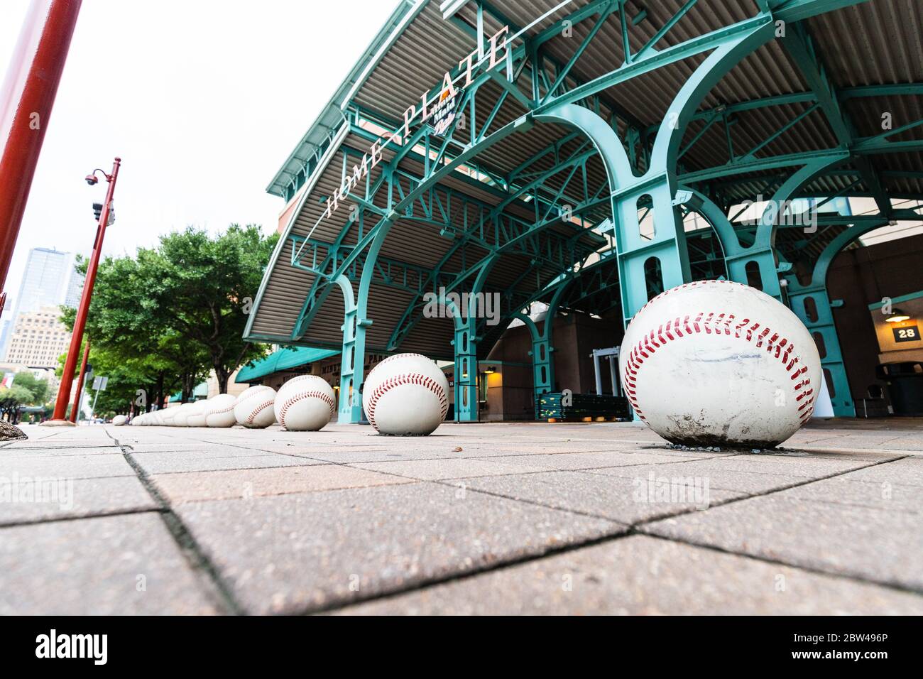 Oversized baseball's sit outside of Minute Maid Stadium, home to the MLB's  Houston Astro's. These baseball's sit at the entrances of the stadium Stock  Photo - Alamy