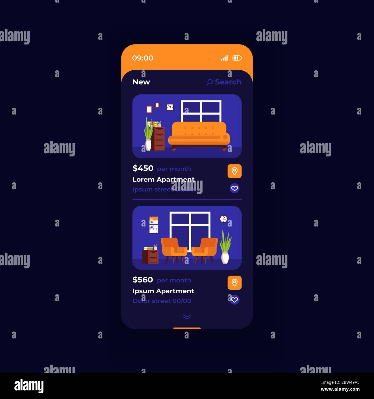 Apartment cost smartphone interface vector template Stock Vector Image ...