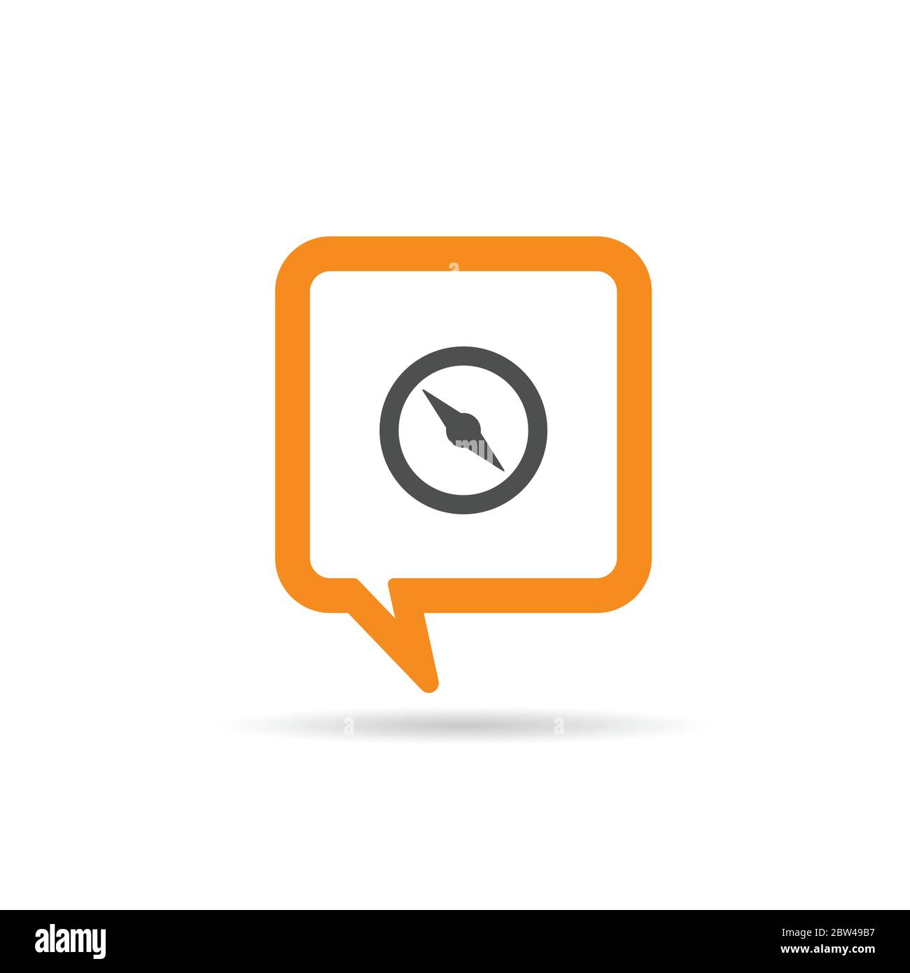 square orange speech bubble with compas icon illustration Stock Vector