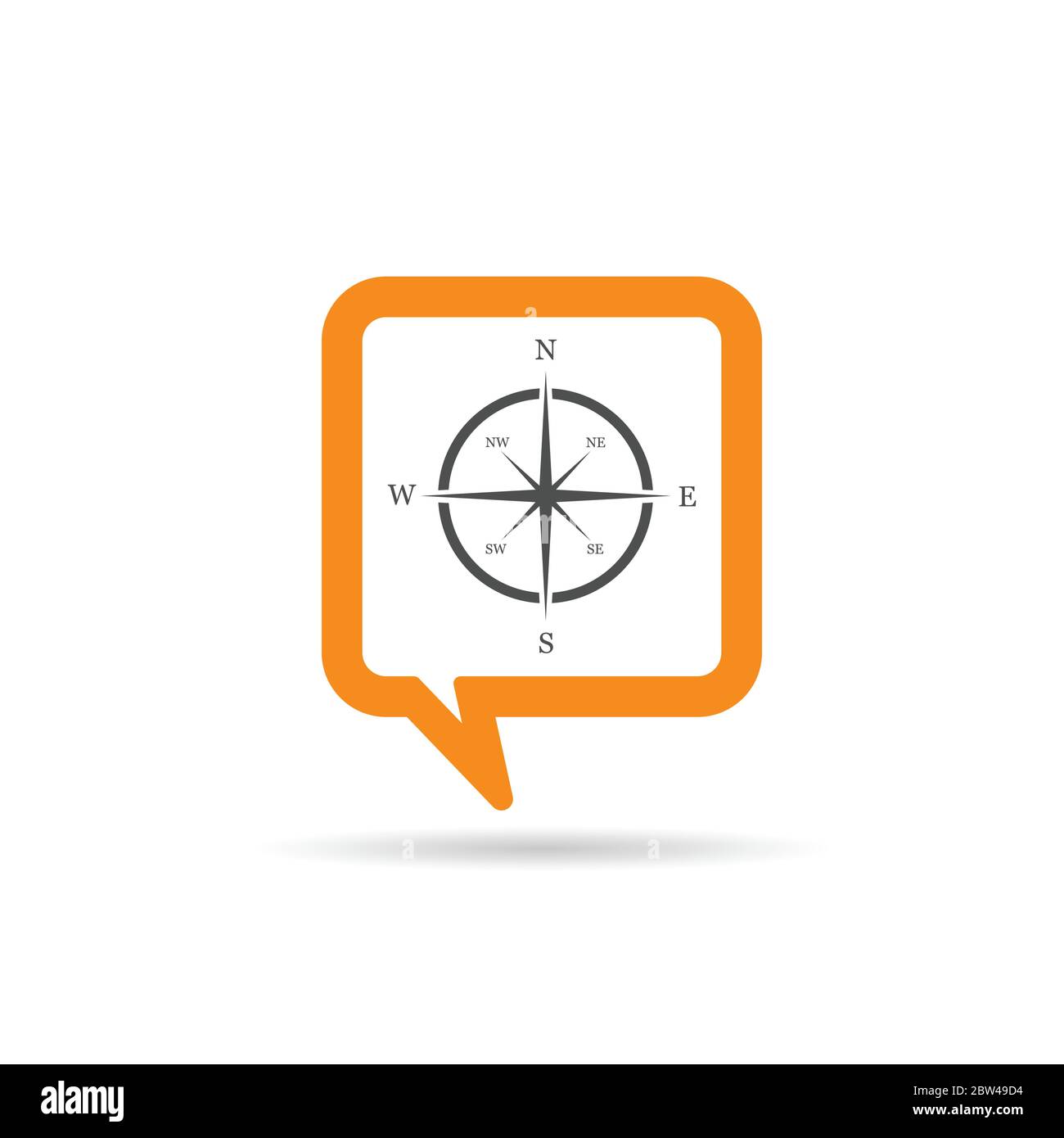 square orange speech bubble with compass icon illustration on white Stock Vector