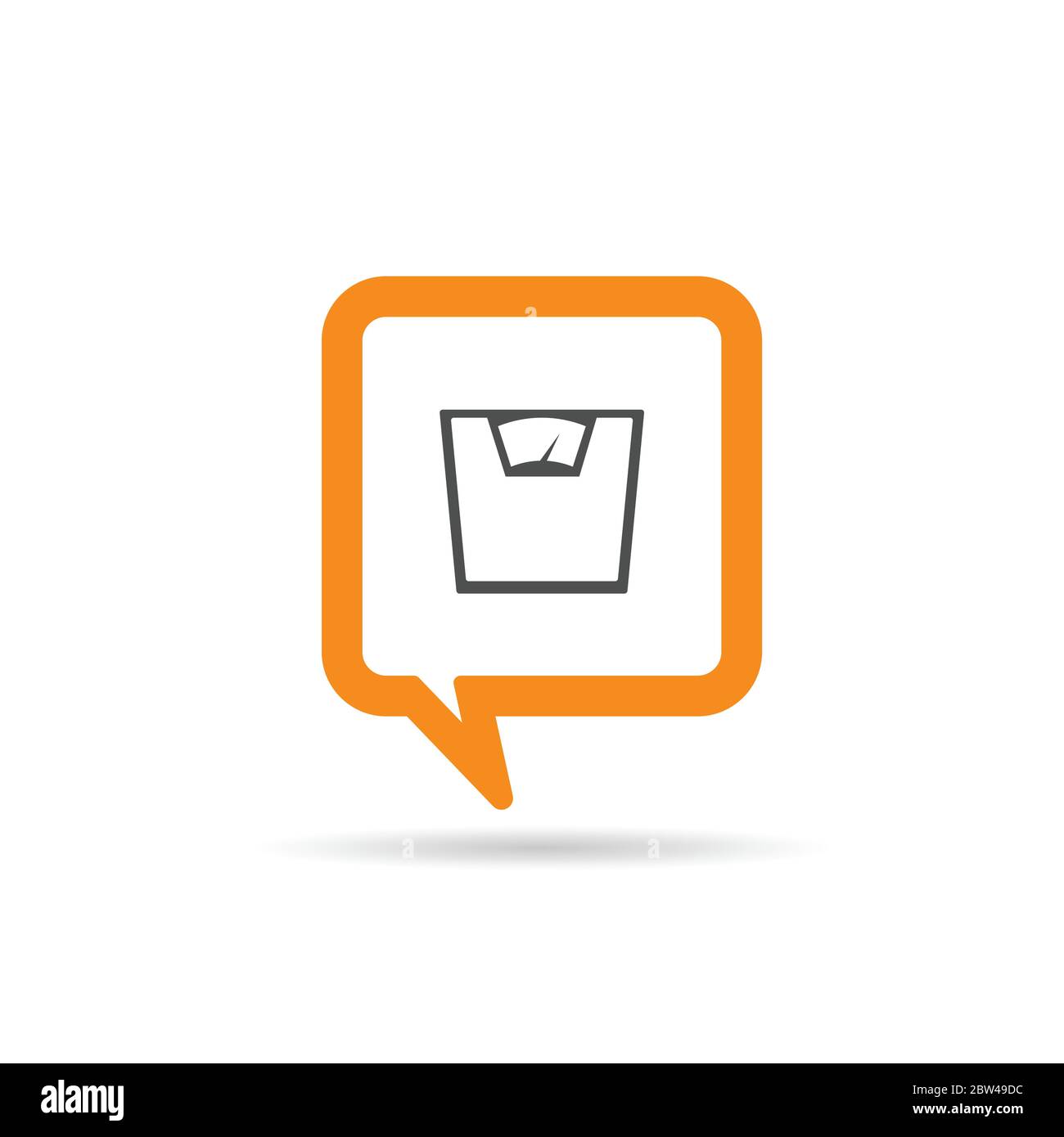 square orange speech bubble with scale for man icon illustration Stock Vector
