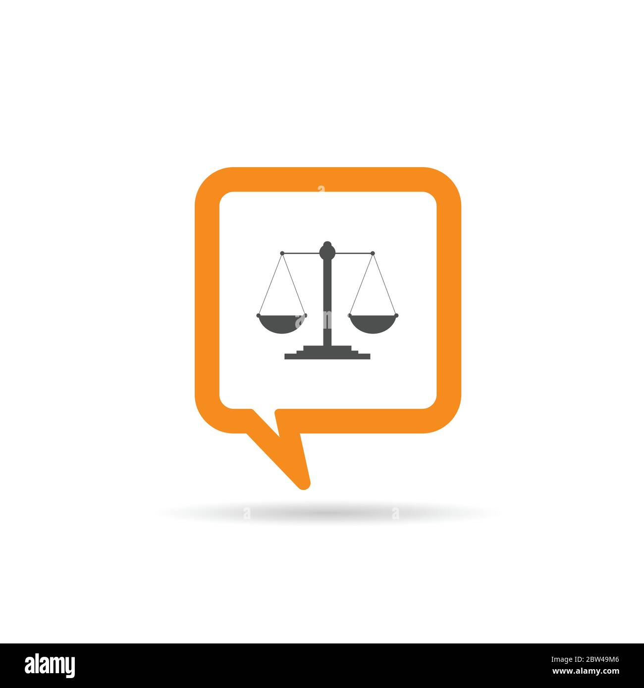 square orange speech bubble with scale icon ilustration Stock Vector