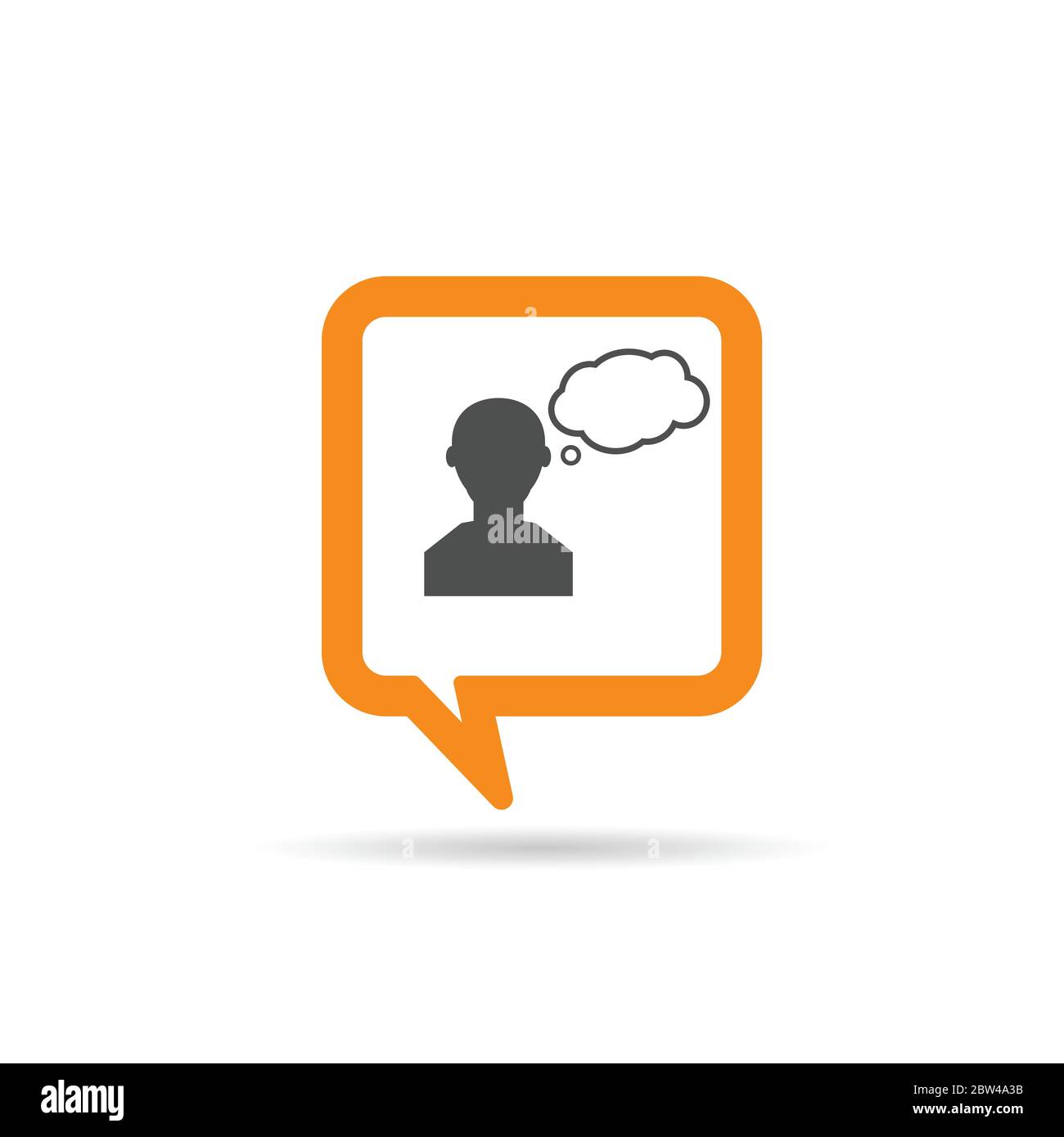 square orange speech bubble with man icon illustration Stock Vector