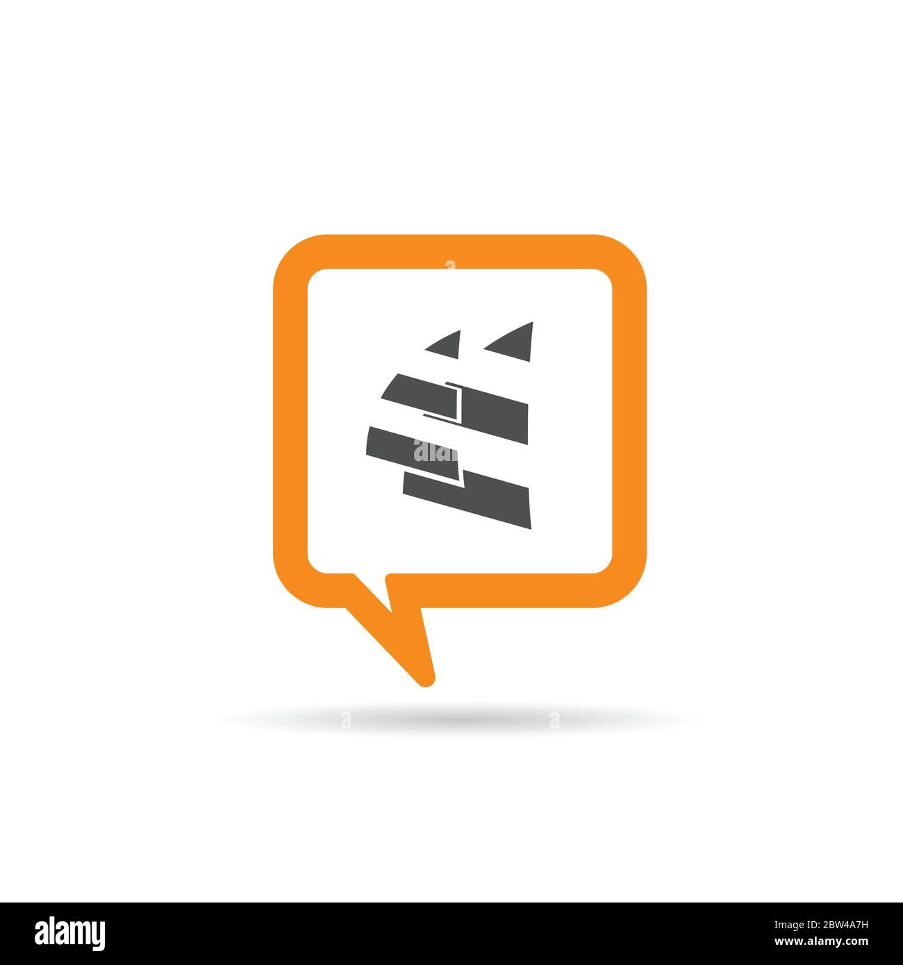 square orange speech bubble with two sail icon illustration Stock Vector