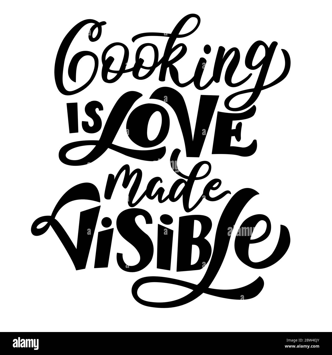 Lettering for the kitchen, inscription cooking is love made visible
