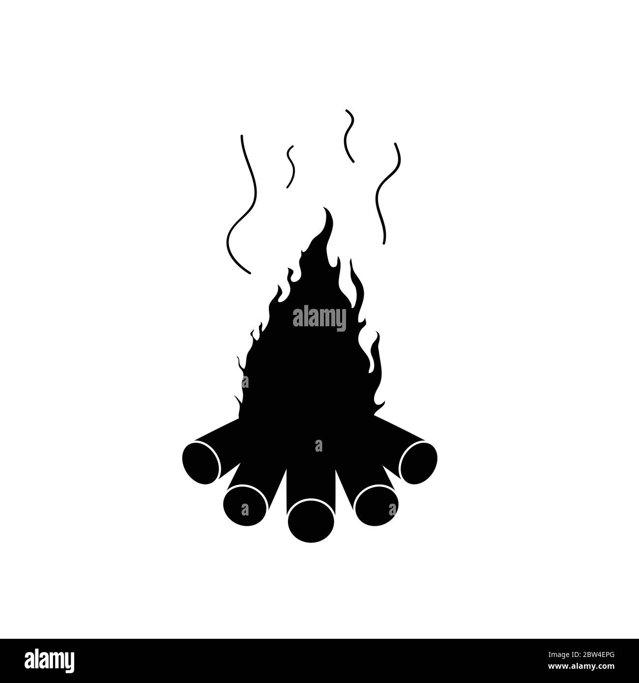 camp fire illustration in black color on white background Stock Vector ...