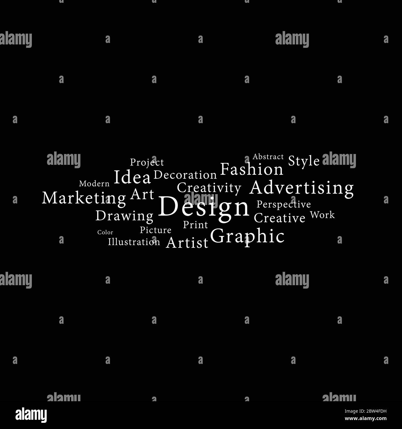 design word graphic white illustration on black background Stock Vector ...