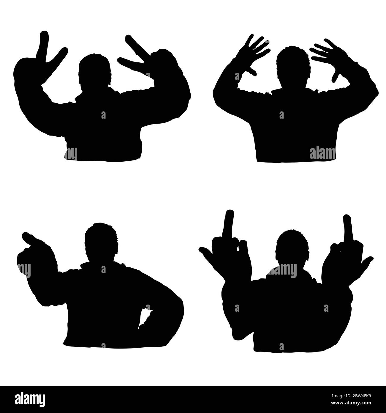 man silhouette set in various poses design art illustration Stock Vector