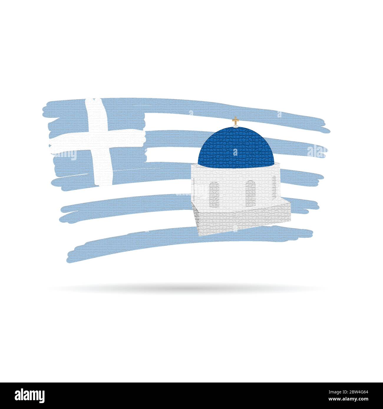 santorin island icon with greek flag tarvel illustration in colorful Stock Vector