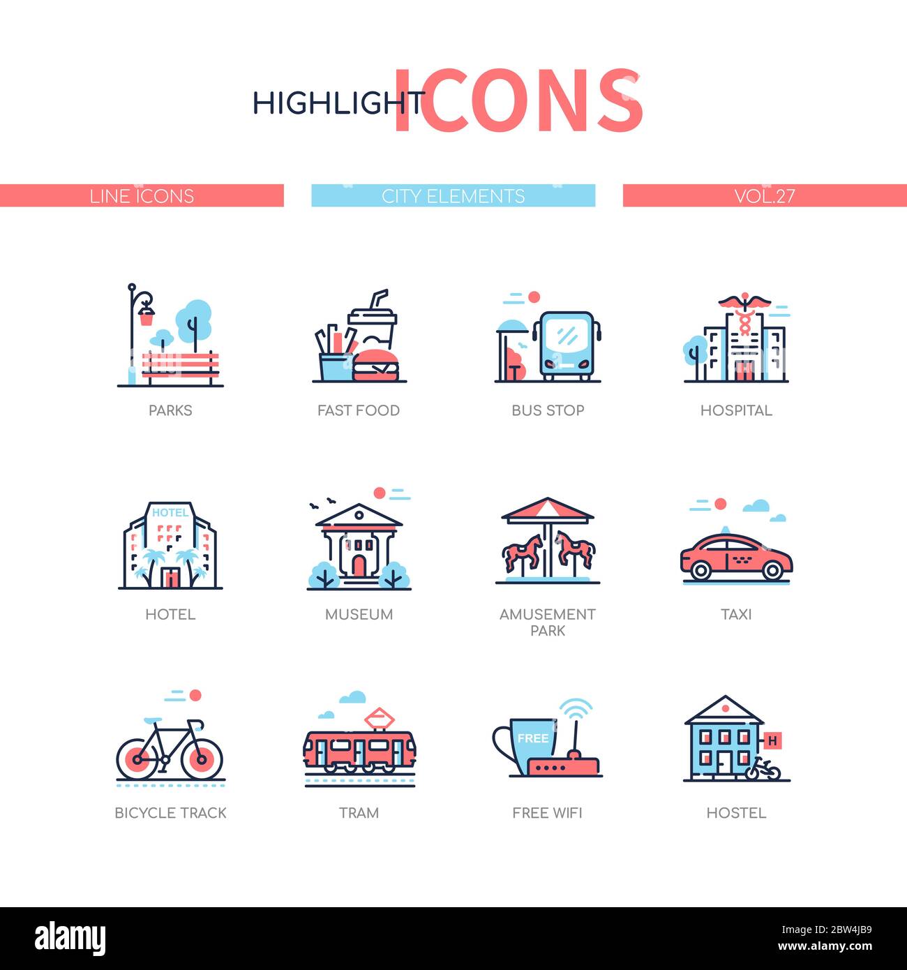 City elements - line design style icons set Stock Vector