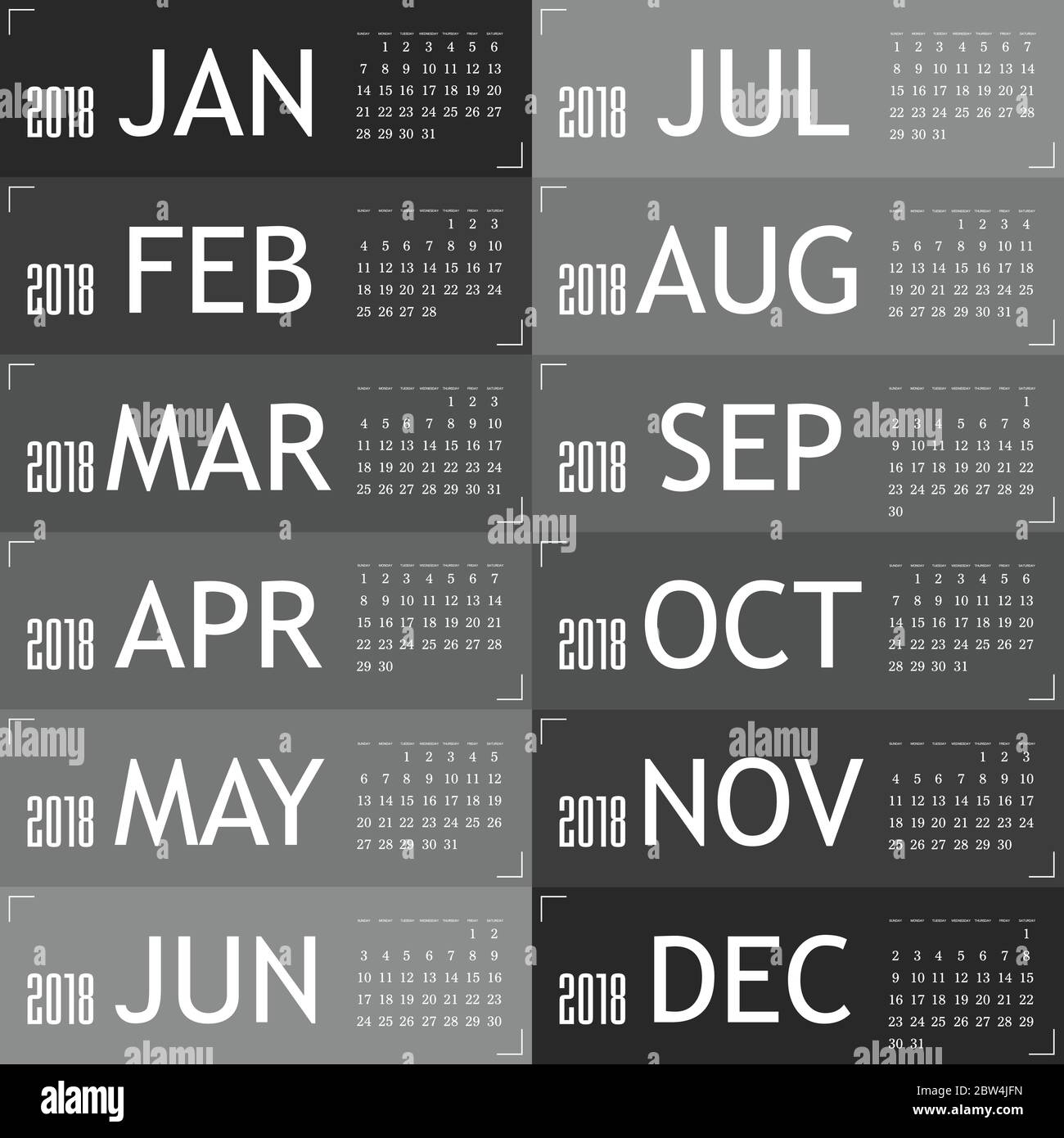 Calendar For Year 2018 With Gray Card Illustration Stock Vector Image calendar-for-year-2018-with-gray-card-illustration-stock-vector-image