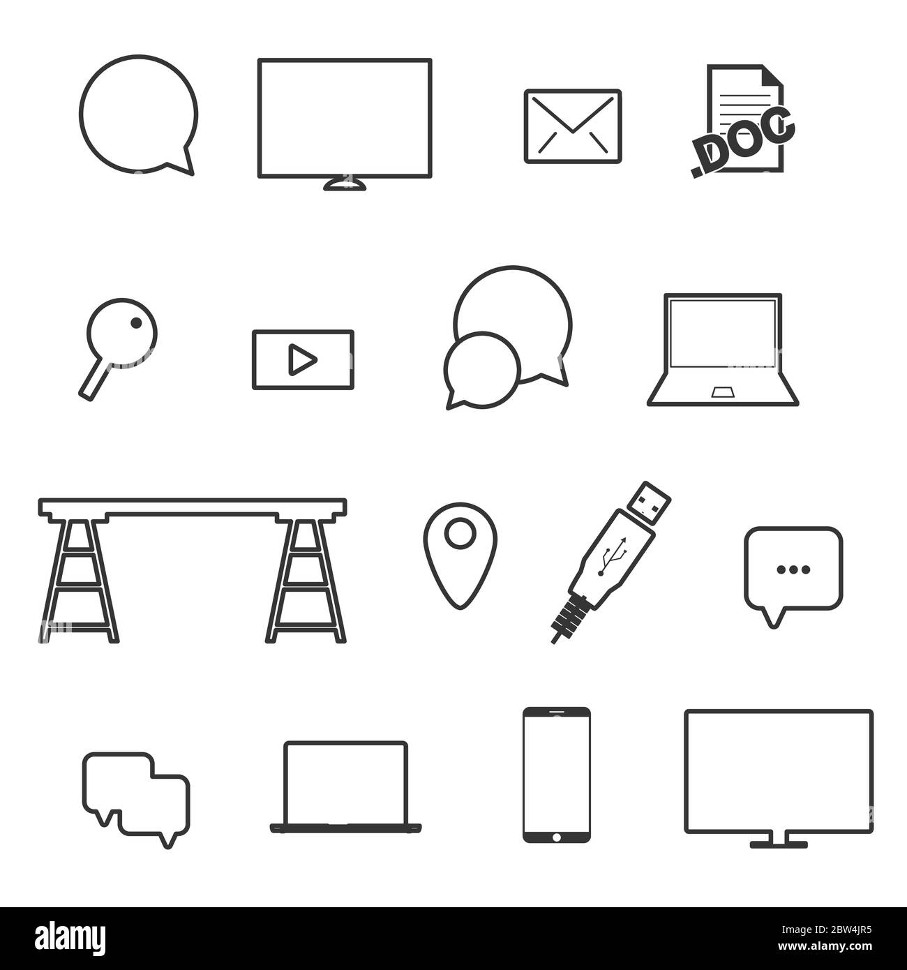 icon set technology illustration on white Stock Vector Image & Art - Alamy