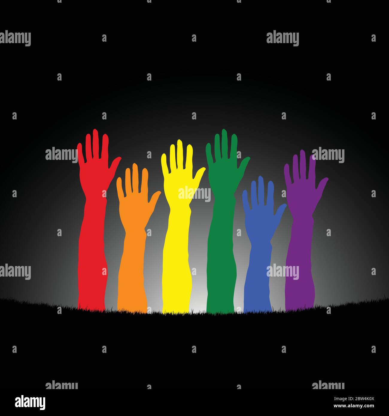 hand in color on black background illustration Stock Vector Image & Art ...