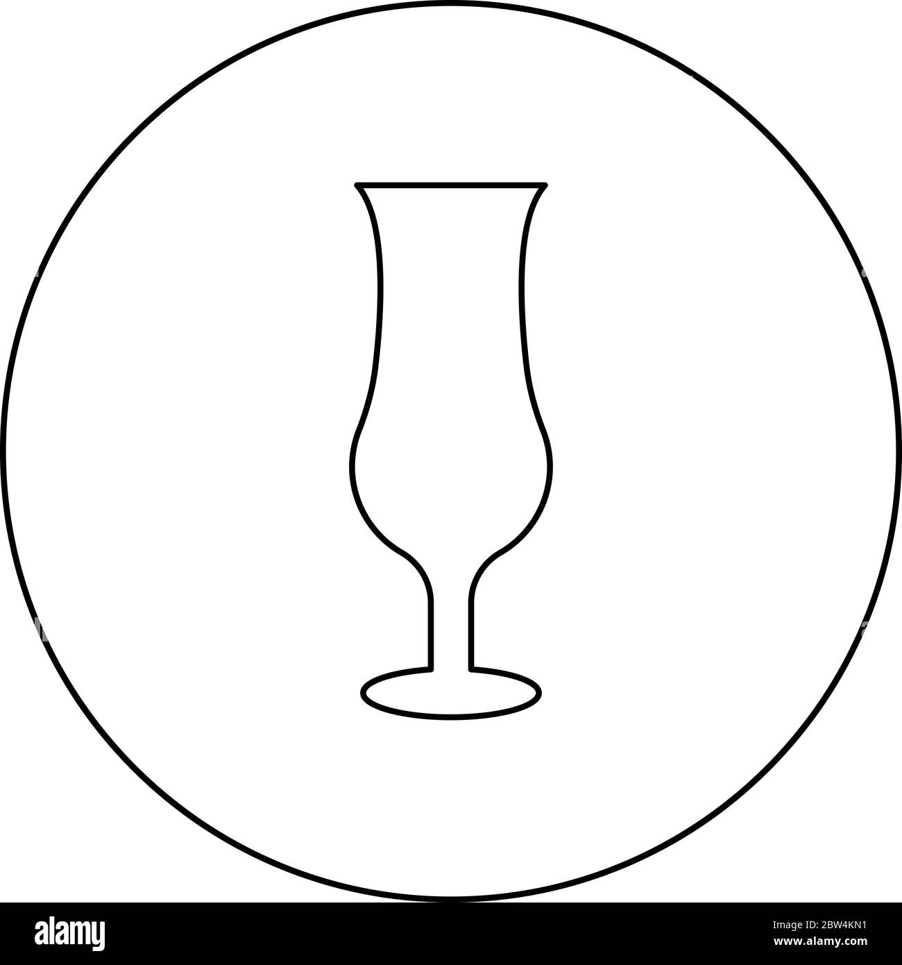 Cocktail glass icon in circle round outline black color vector ...