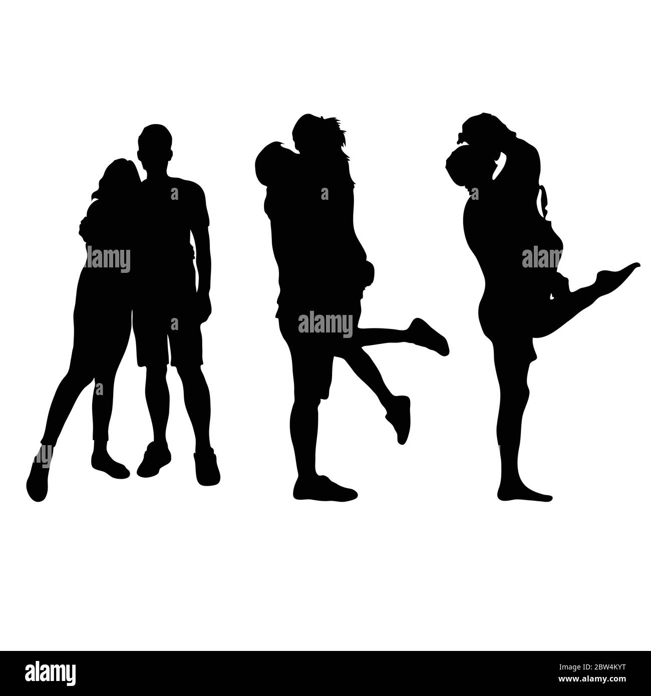 couples black vector silhouette on white background Stock Vector Image ...