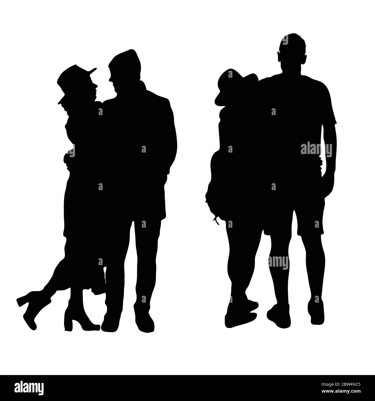 couple silhouette in love on white background Stock Vector Image & Art ...