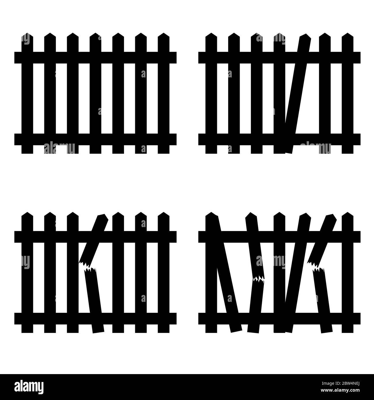 wooden fence vector in black color on white background Stock Vector ...