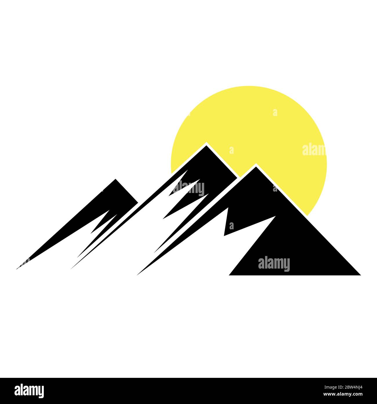 mountain with snow and sun icon vector illustration Stock Vector
