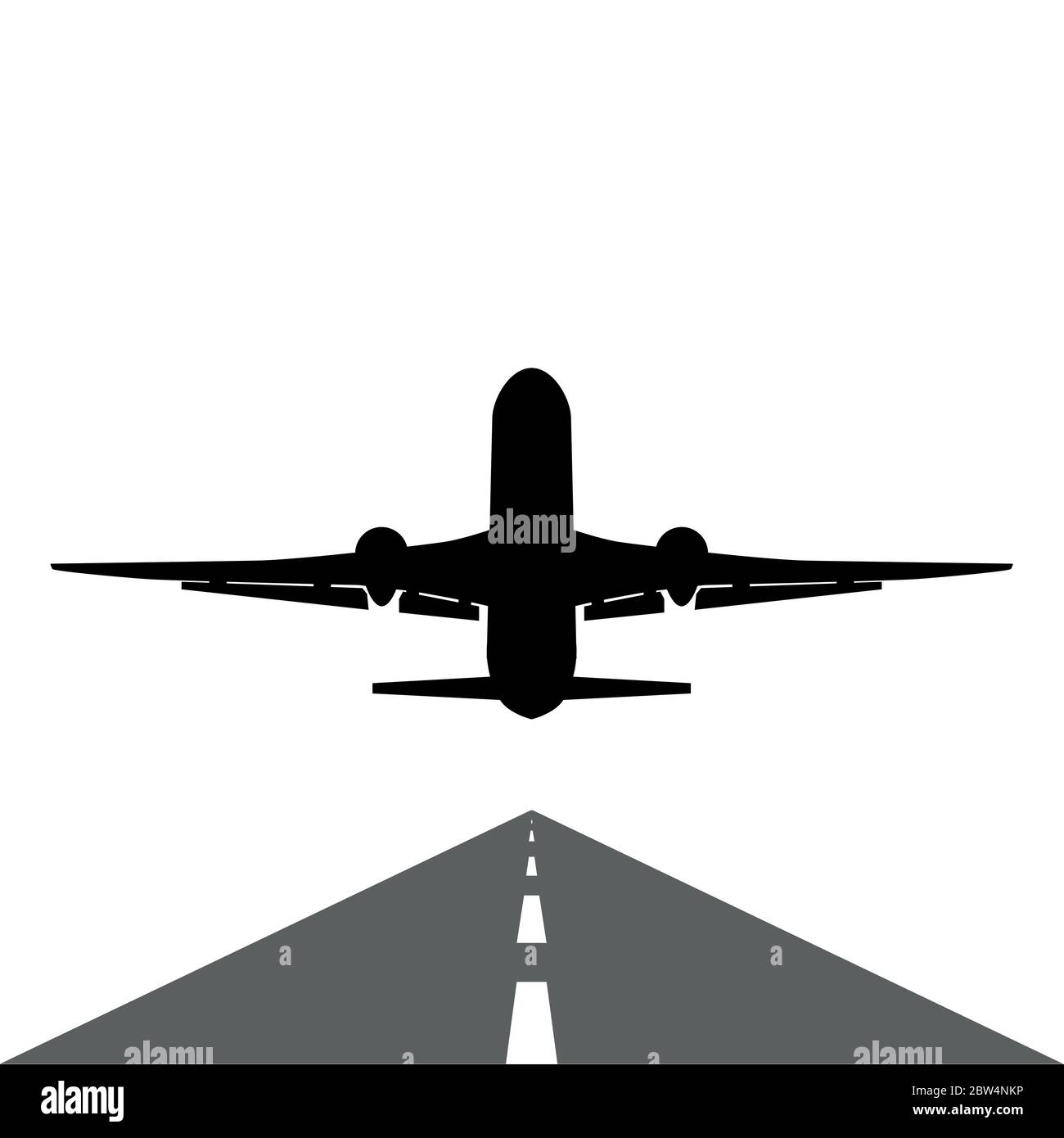 plane silhouette gets off the runway on white Stock Vector Image & Art ...