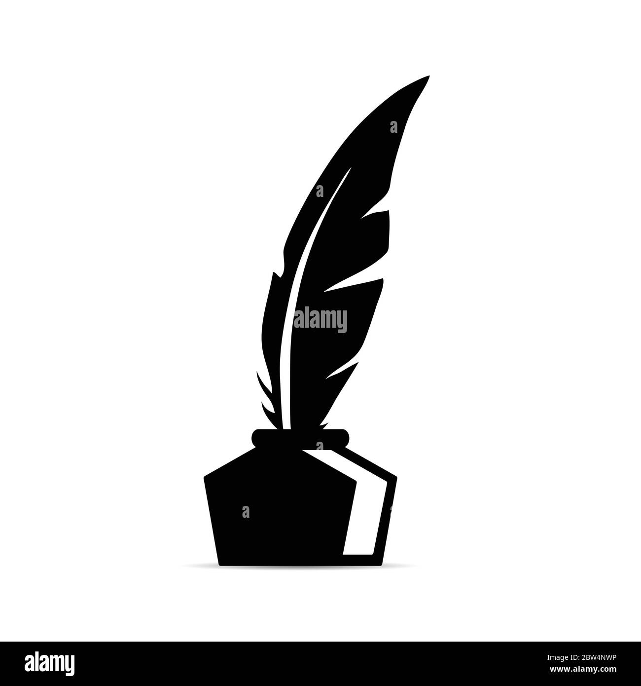 vintage feather quill pen illustration in black color Stock Vector