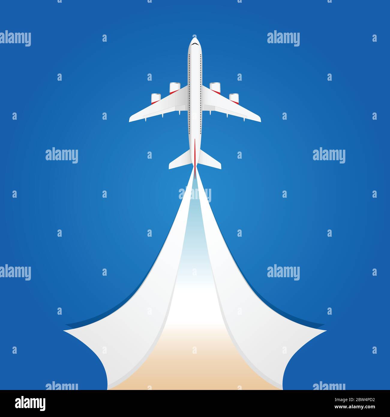 airplane flight on the sky illustration in colorful Stock Vector Image ...