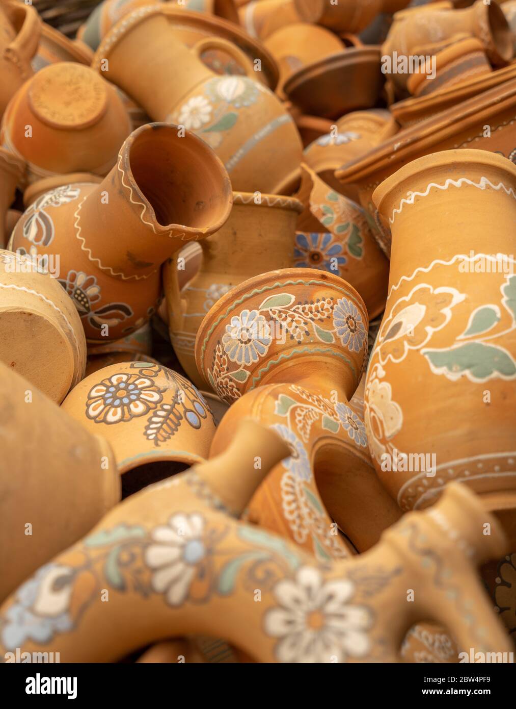Traditional Ukrainian pottery with patterns and ornament. Ukrainian