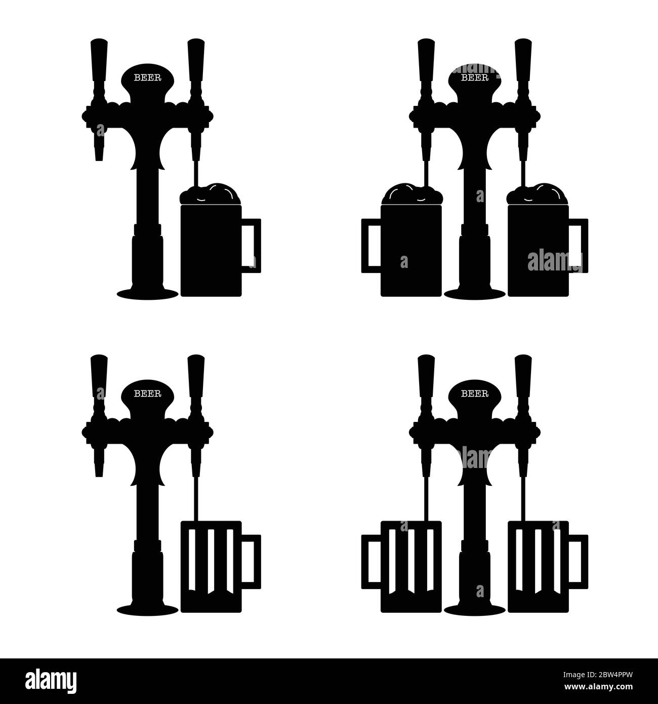 beer tap set in black color art illustration Stock Vector Image & Art