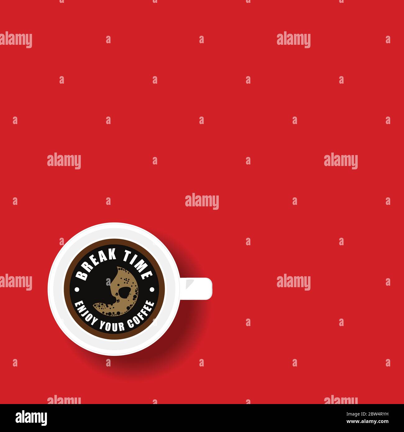 coffee break icon on red background art illustration Stock Vector