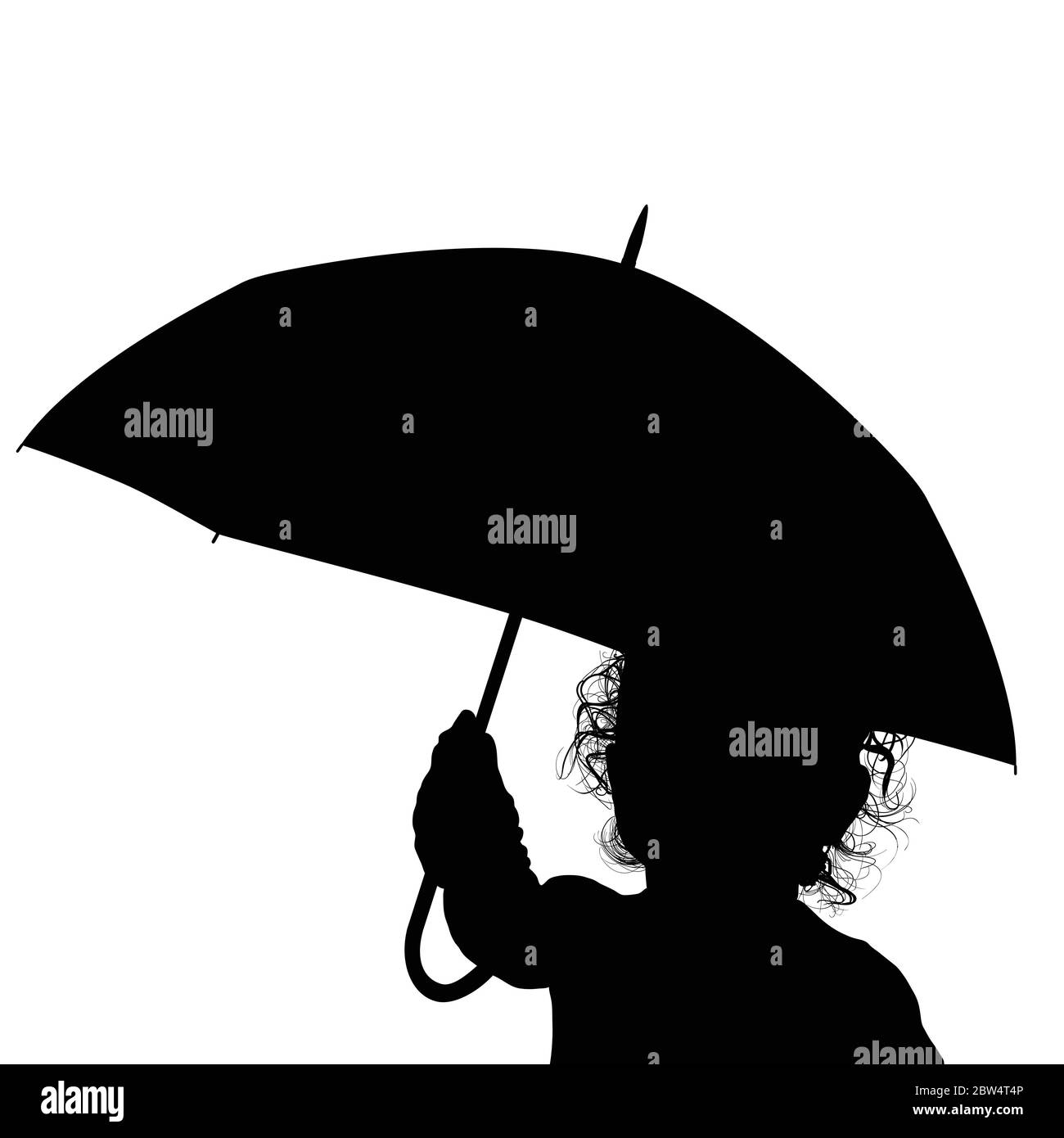 baby with black umbrella silhouette on white Stock Vector