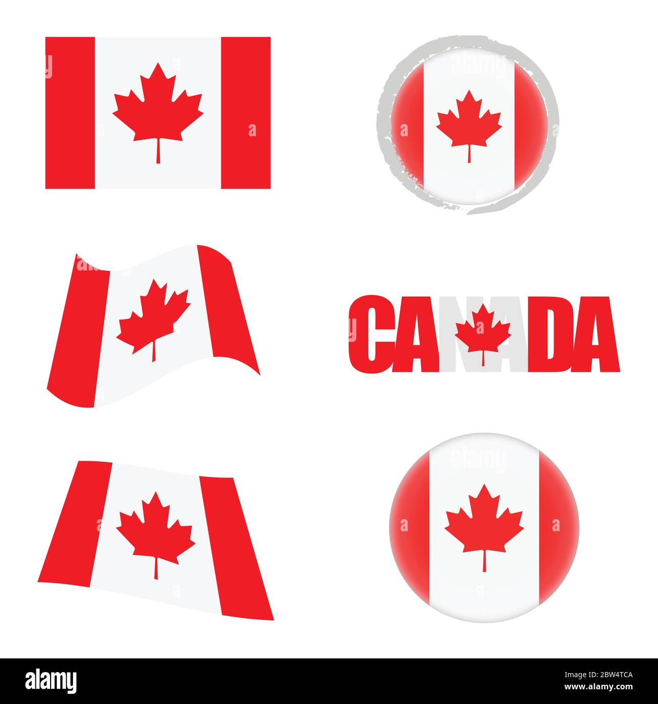 canada flag icon illustration in red color Stock Vector