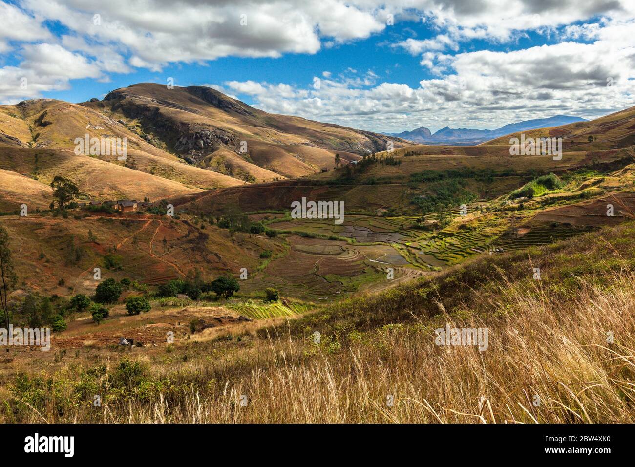 Central Madagascar beautiful rural landscape Stock Photo